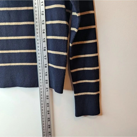 Vince Striped Blue & Tan Overlay Cashmere Crew XS Woman - Picture 8 of 10